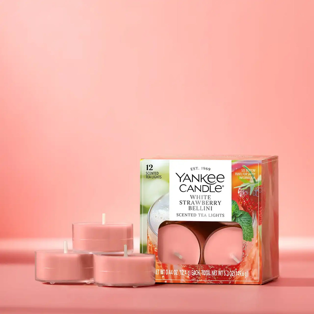 White Strawberry Bellini Tea Light Candles