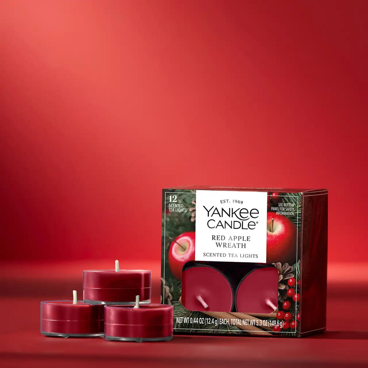 Red Apple Wreath Tea Light Candles